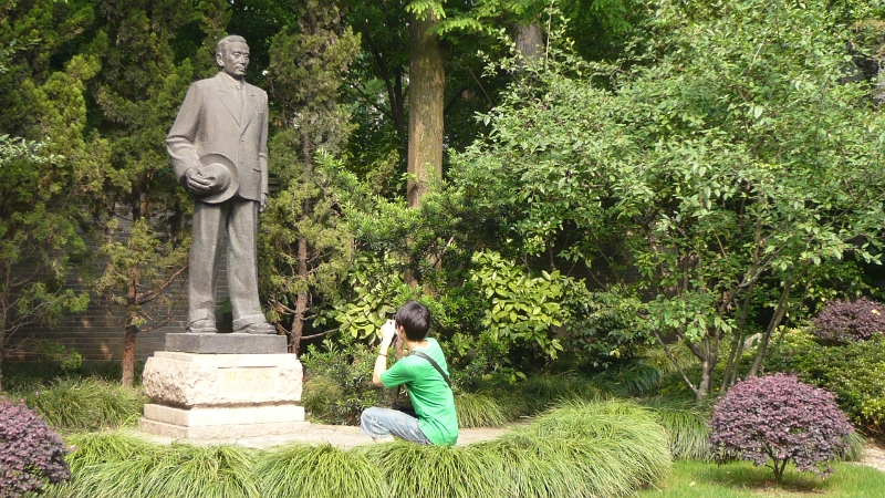 P1030331.JPG - Here's a statue of Zhou in the yard.  No photographs were allowed inside the house, or in the Communist Party museum behind it.  I will say it was pretty interesting to see what the museum said, which didn't always line up exactly with Jung Chang's book...hmmmm.